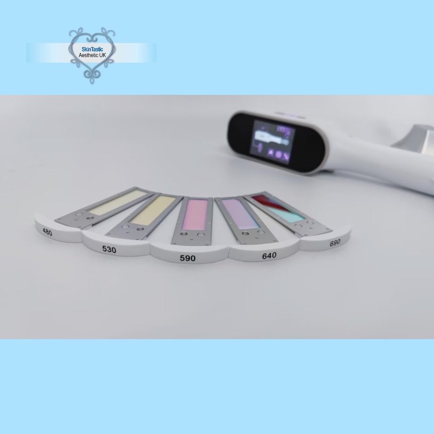 The five insertable IPL filters with the E-Light handpiece