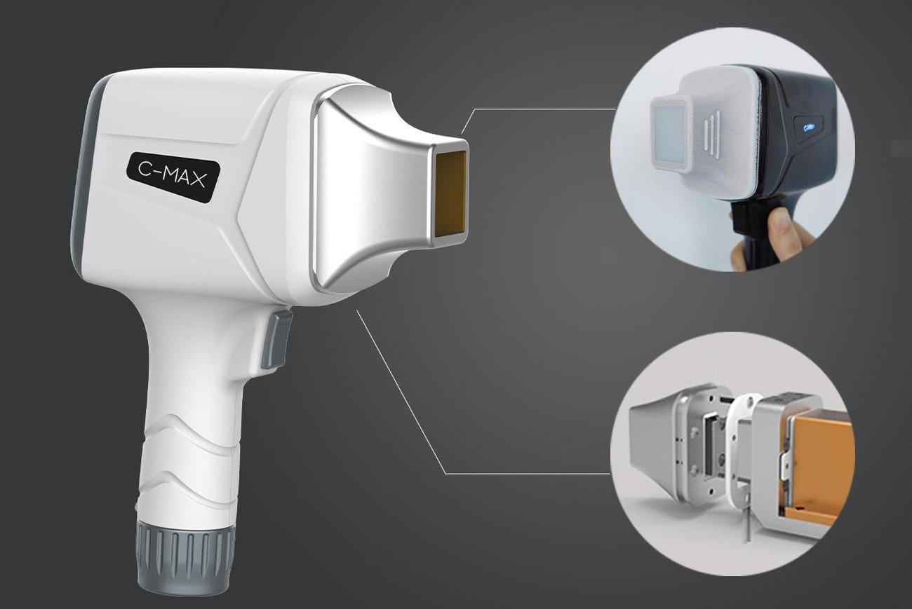LD1 C-MAX handpiece showing the 360 degree tip to handle cooling connection