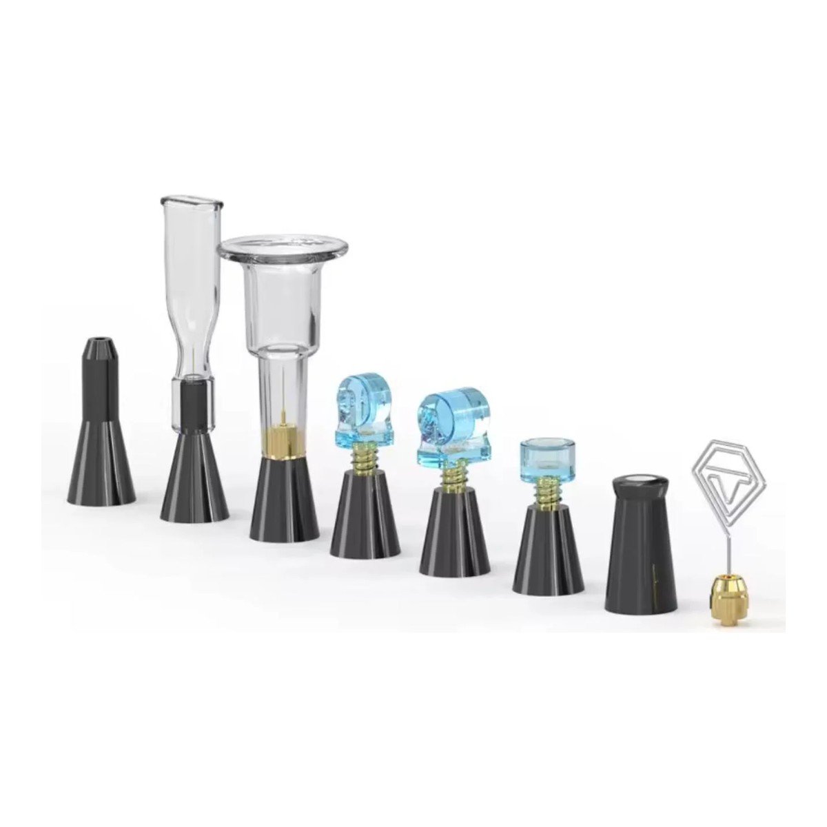 The full set of ten interchangeable SkinCool+ plasma probes