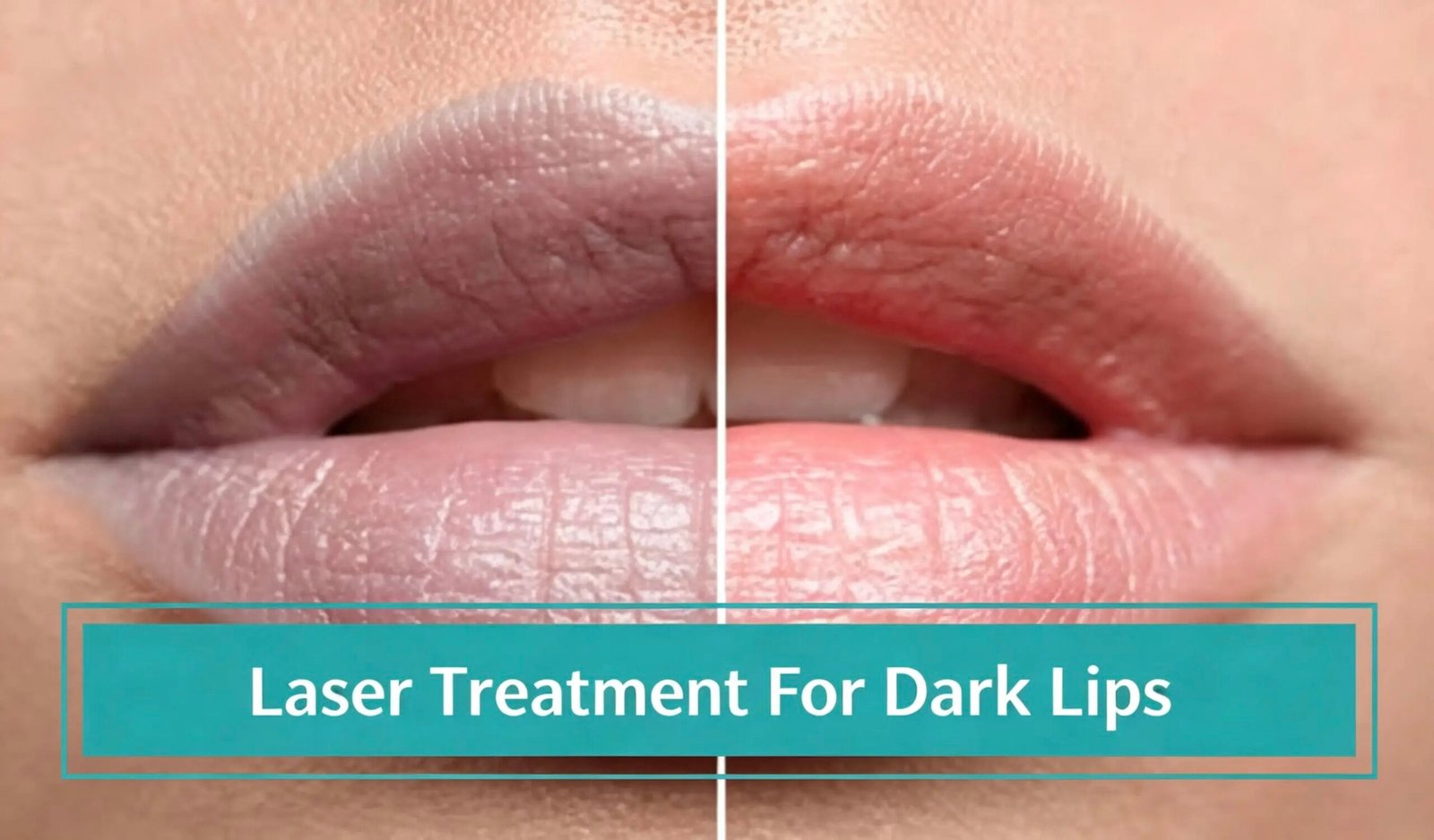 Illustration comparing darker and lighter lip colour, laser treatment for dark lips