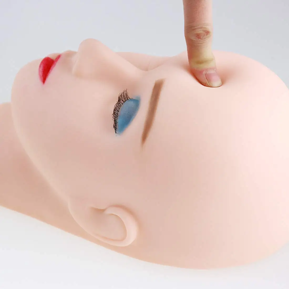 Rubber practice training head mannequin for aesthetic training