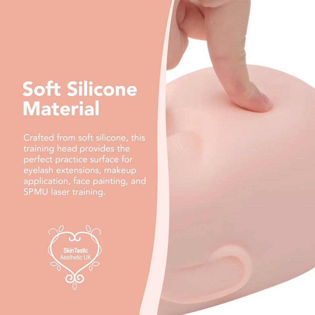 Rubber practice training head for aesthetic and beauty training