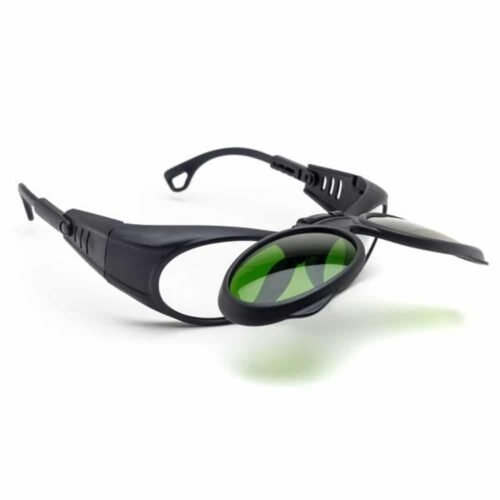 Prescription flip-up safety frame, model 17004, for dual Nd:YAG laser filters