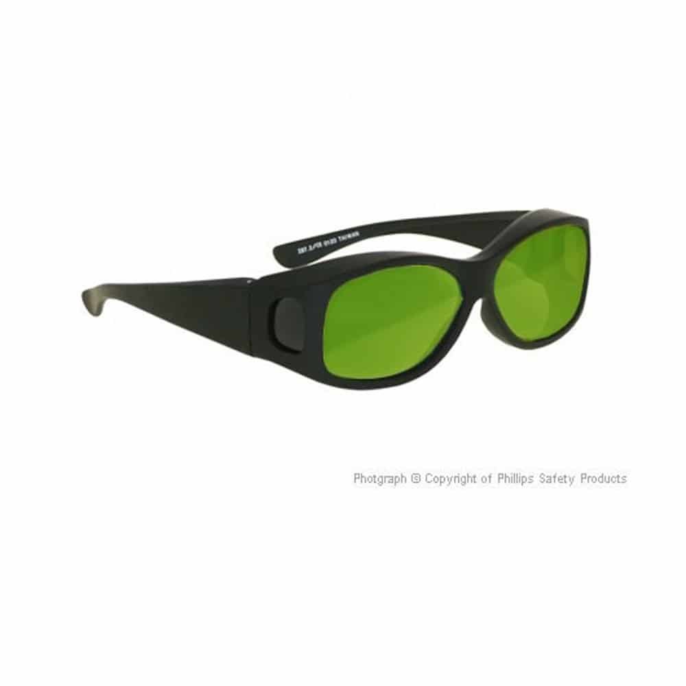 Alexandrite, diode and Nd:YAG laser safety glasses with Y93 filter, Model 33 fitover frame